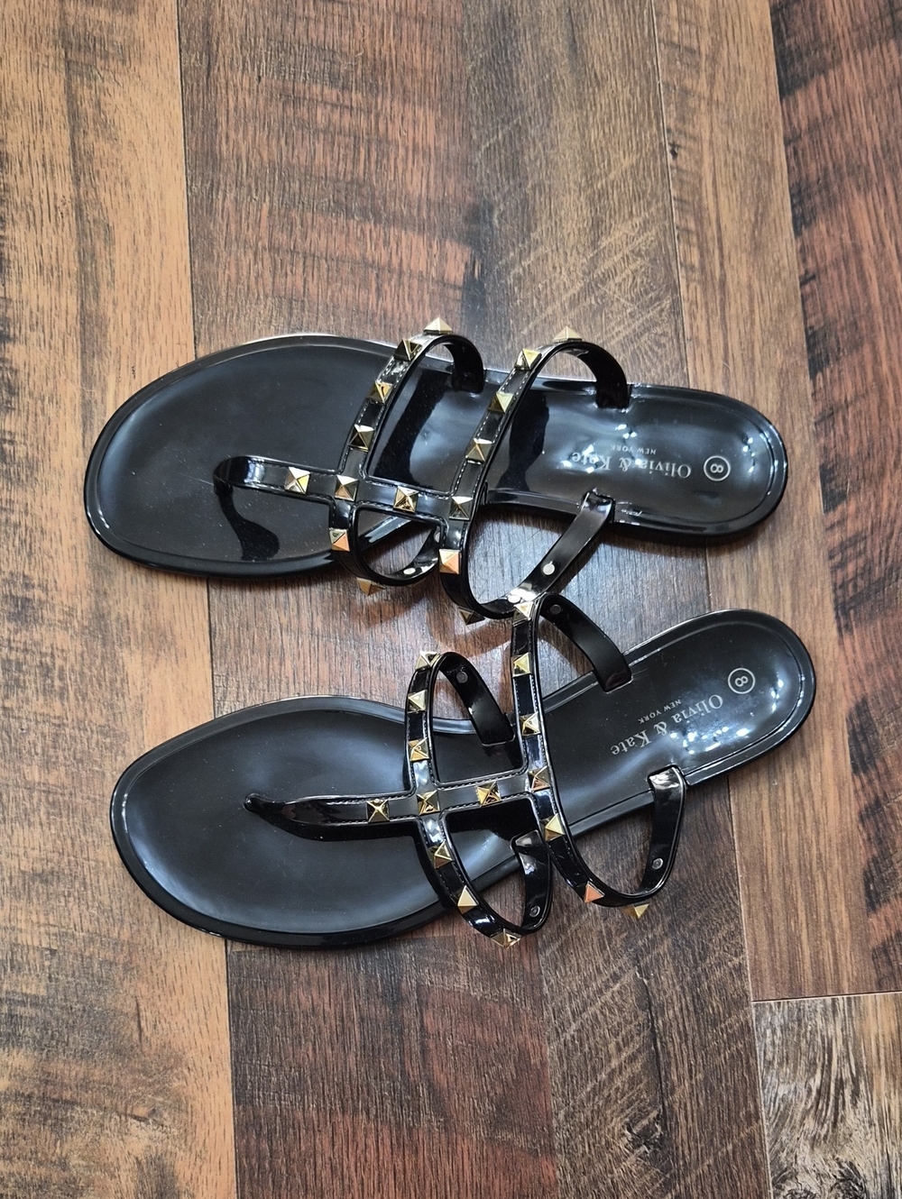 Black Studded Strappy Sandals Womens 8 Y2K Grunge Shoes8